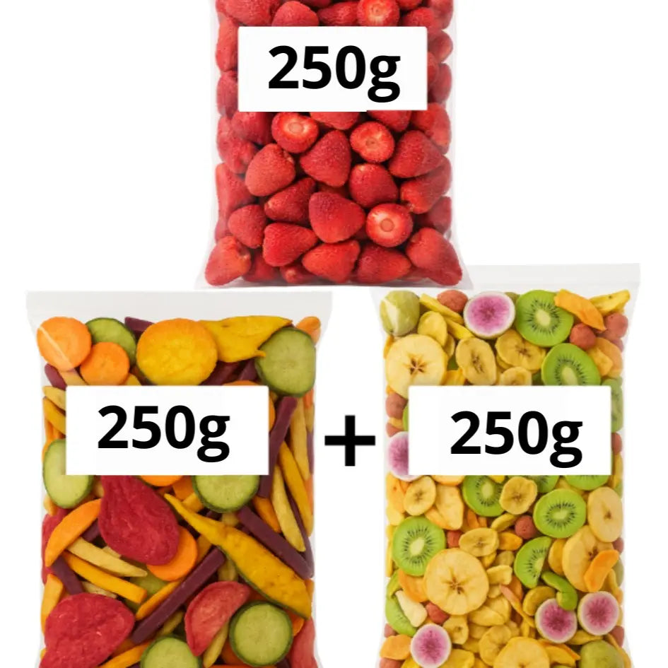 Kit Morango Liofilizado + Frutas Tropicais + Vegetais Crocantes Naturais
