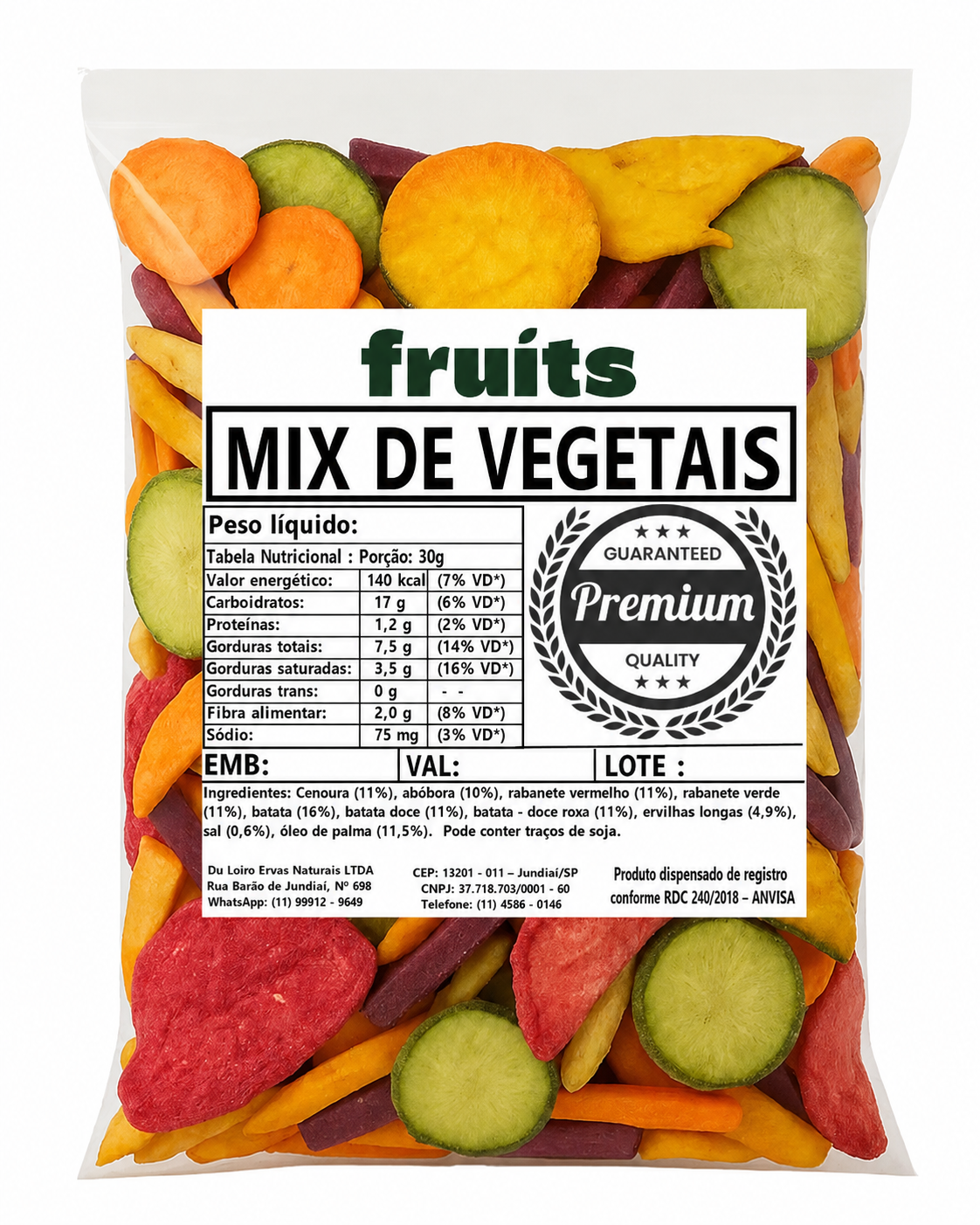 Mix Vegetais Liofilizados Chips